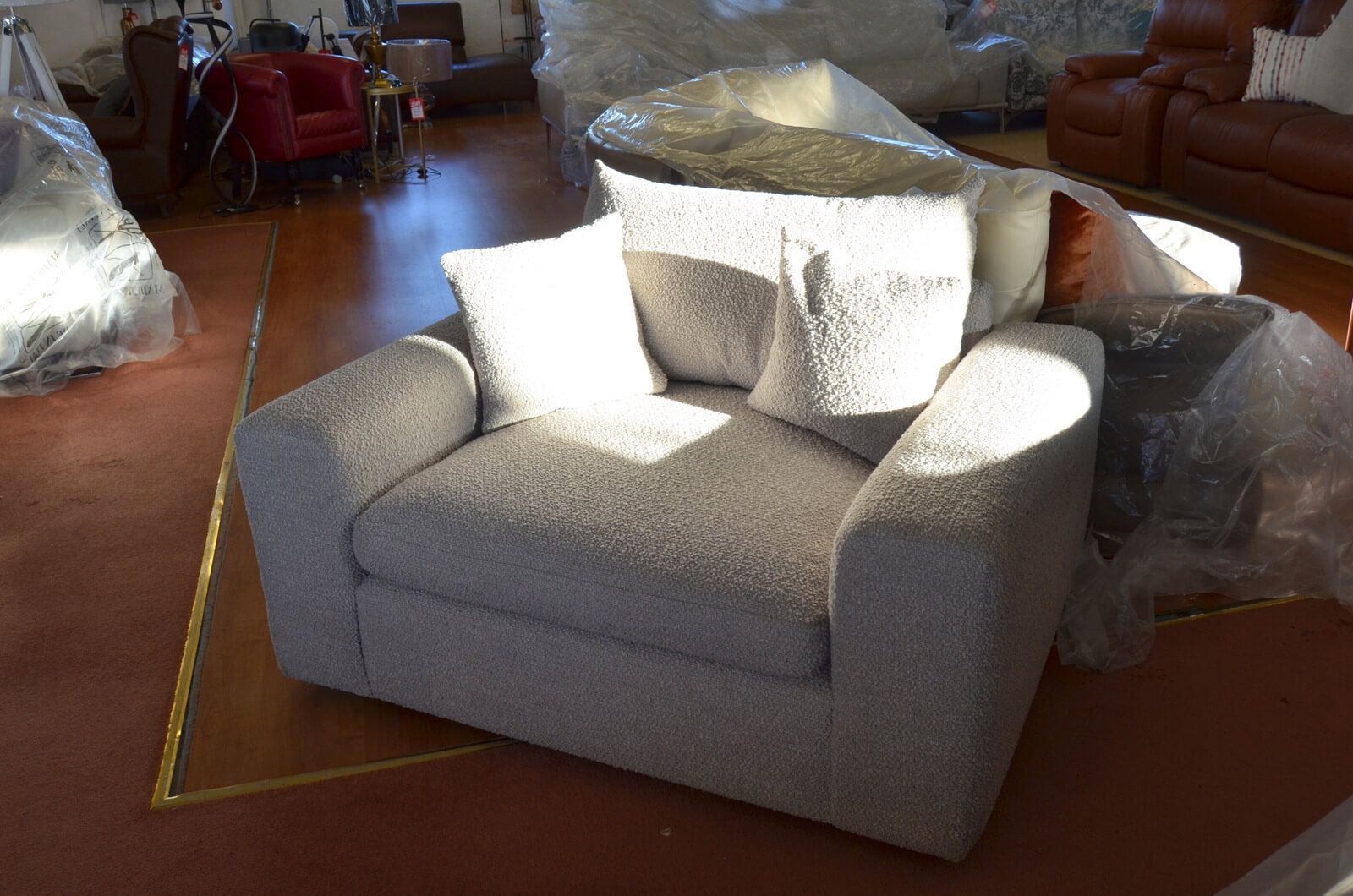 Fabric snuggle outlet chair