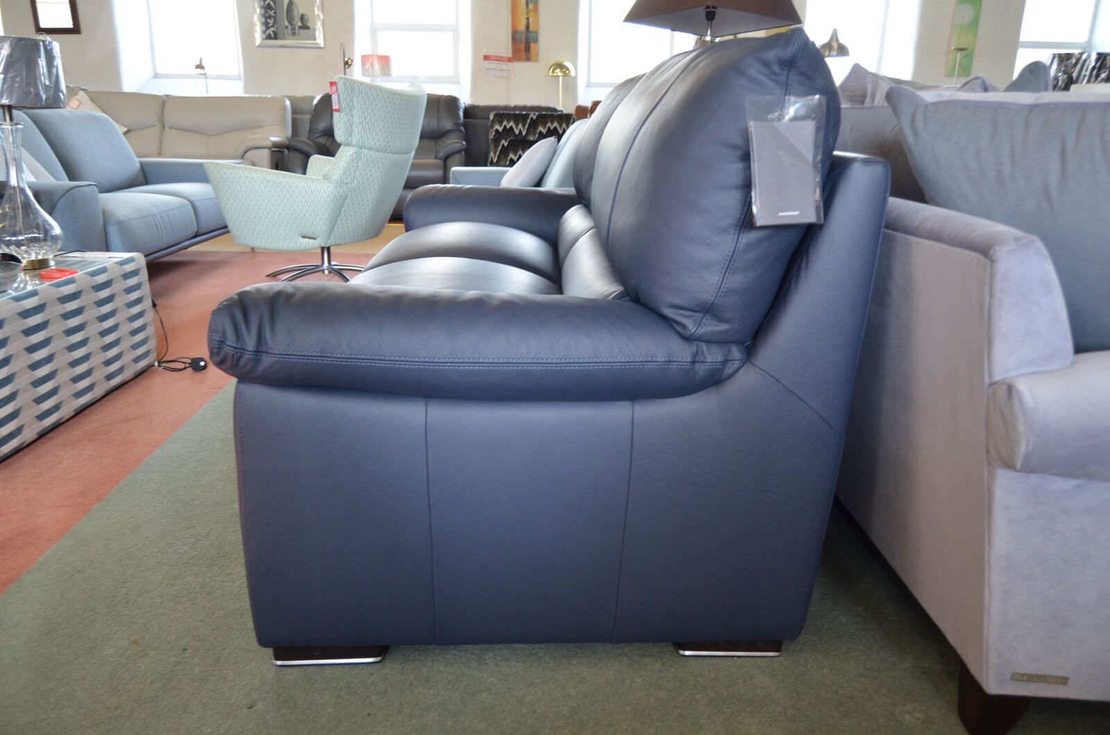Richmond 3 Seater Sofa in Blue Italian Leather