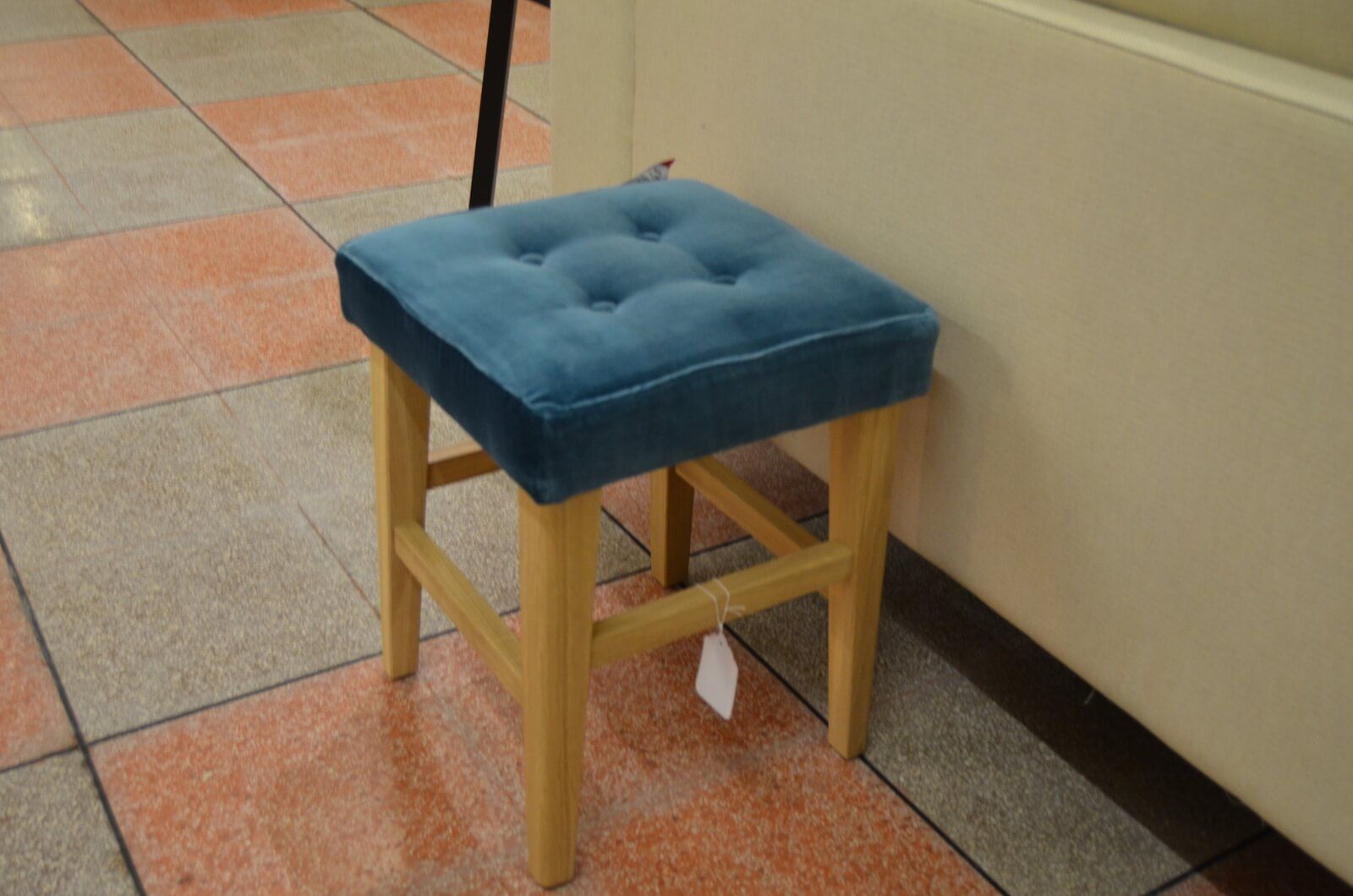 Buttons Short Stool in Matt Velvet Butterscotch Yellow