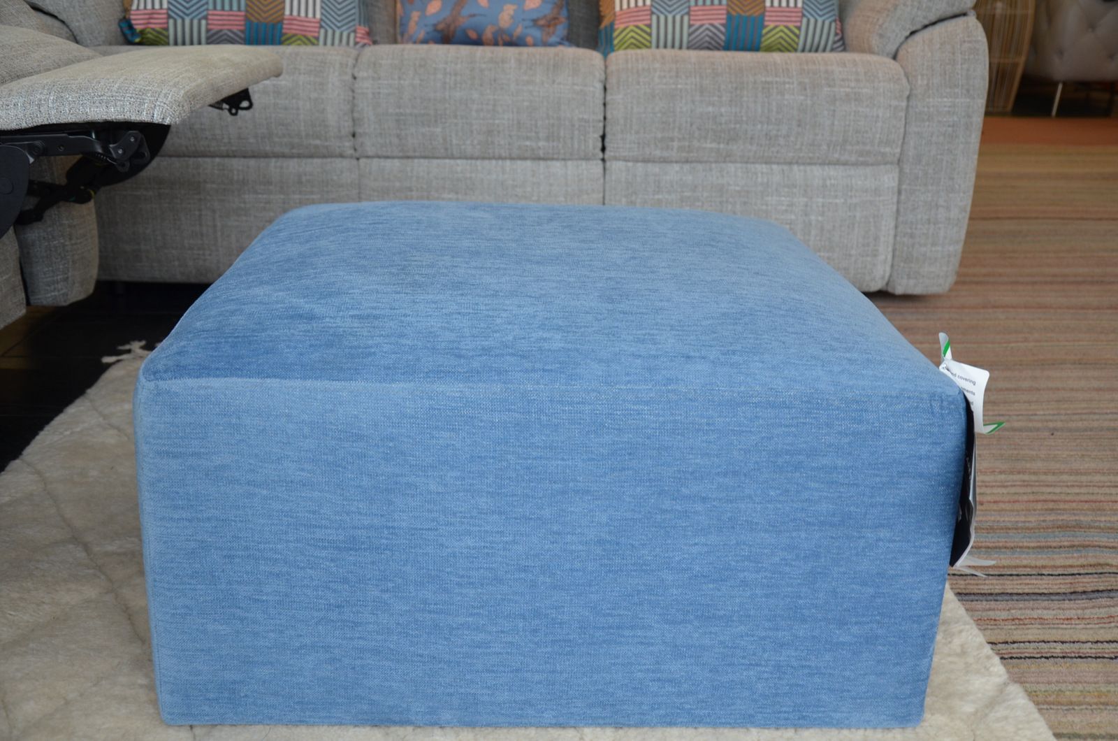 Light outlet blue pouffe