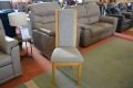 Pair of Stockholm Dining Chairs in Oak and Grey Fabric Includes 2 Chairs