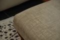Beige Fabric Low Footstool Bench Style