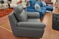 Lucarno Armchair and Footstool Set Grey Italian Leather