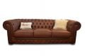 DOMINIO Chesterfield Large Sofa in Chestnut Brown Italian Leather Hand Made in Italy