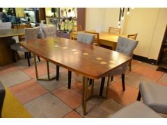 MIDAS Dining Table in Mangowood and Brass Inlay