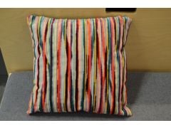 Pair of Small Scatter Cushions Pink Multicolour Stripe Velvet Set of 2 with Fibre Fillings