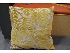 Pair of Large Cushions Yellow Monstera Velvet Set of 2 60cm with Fibre Fillings
