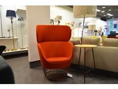 Connextion Dixi Wingback Club Chair Caged Base in Orange Wool Soundproof Isolation Chair