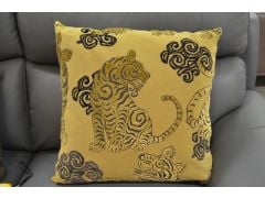 Tibetan Tiger Scatter Cushions in Gold Cut Velvet Set of 2 with Fibre Fillings