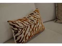 Tan Tiger Print Bolster Cushions in velvet Set of 2 with Fibre Fillings