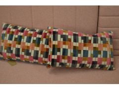 Modern Multicolour Bolster Cushions in Cut Velvet Matching Set of 2 with Fibre Filligns