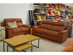Molesey Brown Italian Leather Two Piece Suite 2 and 3 Seater Sofas