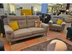 Lostock Large Sofa and Armchair Set in Geneva Light Grey Mix Fabric