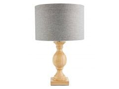 Windsor Oak Table Lamp with Grey Shade