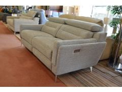 1801 Large Sofa with Electric Power Recliners and Adjustable Headrests in Grey Fabric