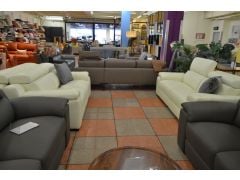 Barcelona Suite 3 Seater Sofa with Power Recliners and 2 Seater Static Sofa in White Italian Leather