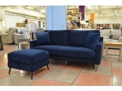 Rieti Two Seater Sofa in Blue Velvet with Scatter Cushions