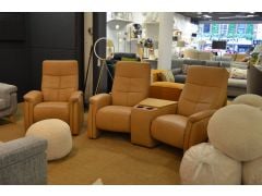 Copenhagen Cinema Sofa and Armchair Set in Tan Aniline Leather with Recliners and Storage