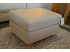 Washington Leather Footstool in Pale Grey