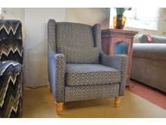 Henri Accent Armchair in Blue Silver Fabric
