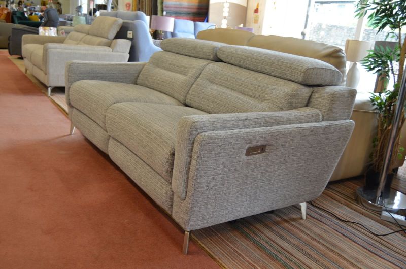 Parker Knoll 1801 Power Recliner Sofa Grey Fabric Large 2 - 3 Seater Ex Display clearance sofas outlet shop Lancashire