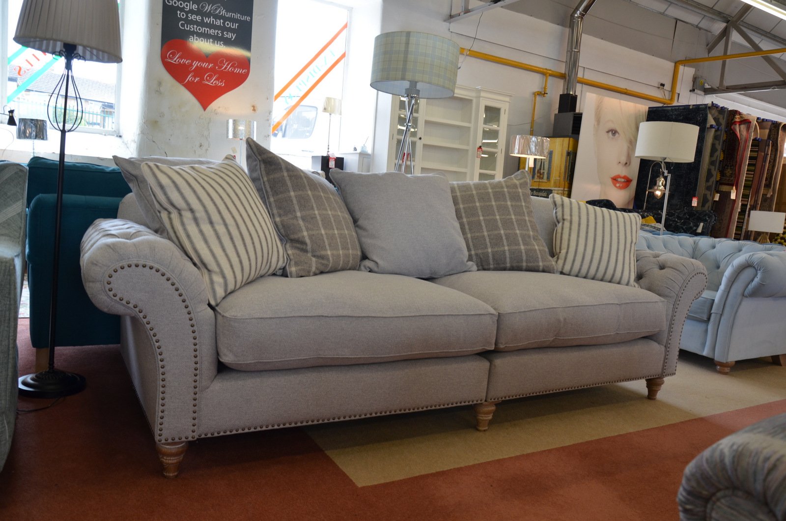 A photo of the Keaton Grand Split Sofa in Grey Fabric