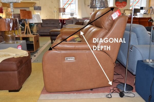 photo of a sofa showing how to measure it diagonally