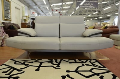 photo of a brand new Italian leather sofa at a discount price