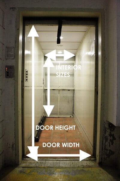 photo of a lift with measurements